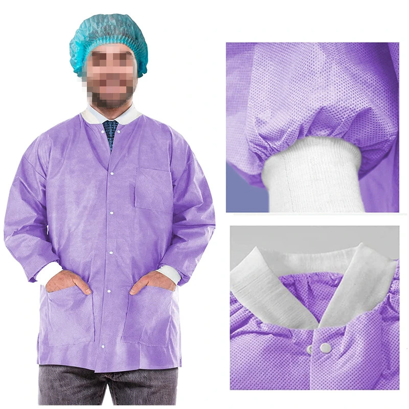 Good Protective Lab Coat Disposable Workwear Uniform with Hook and Loop fastener